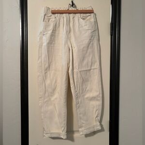 H&M Cream Color High Waisted Paper Bag Jeans Size US 8